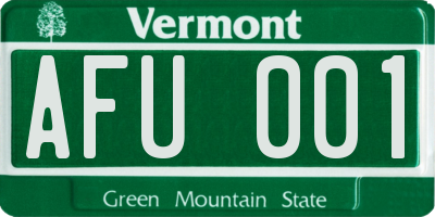 VT license plate AFU001