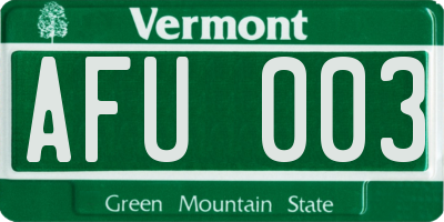 VT license plate AFU003