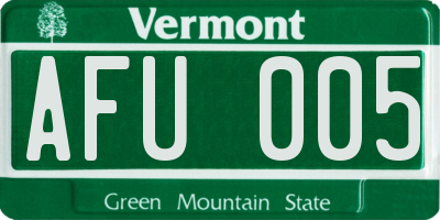 VT license plate AFU005