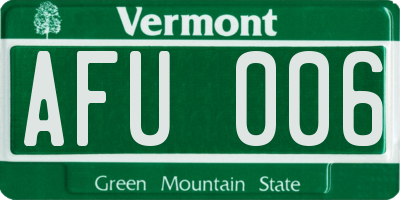 VT license plate AFU006