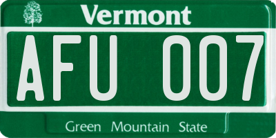 VT license plate AFU007