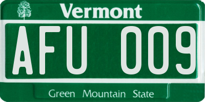 VT license plate AFU009