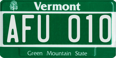 VT license plate AFU010