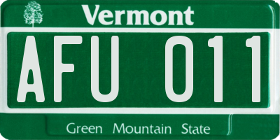 VT license plate AFU011