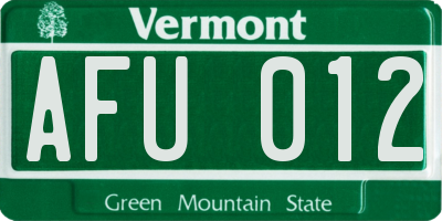 VT license plate AFU012