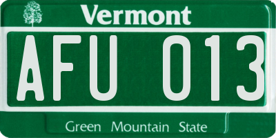 VT license plate AFU013