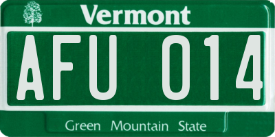 VT license plate AFU014