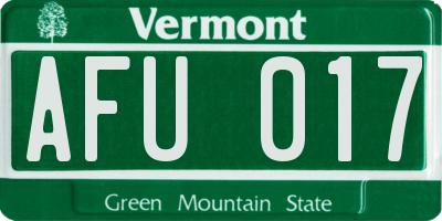 VT license plate AFU017