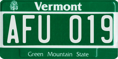 VT license plate AFU019