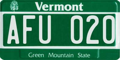 VT license plate AFU020