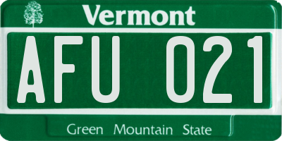 VT license plate AFU021
