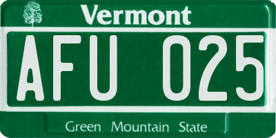 VT license plate AFU025