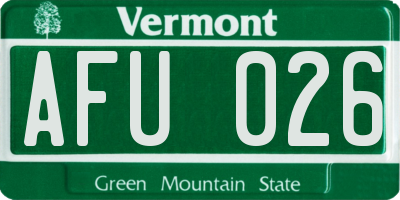 VT license plate AFU026