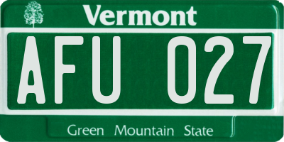 VT license plate AFU027