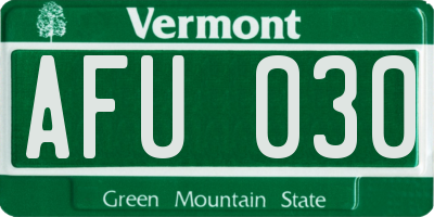 VT license plate AFU030