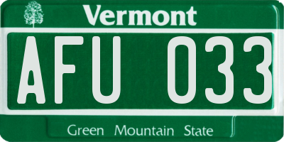 VT license plate AFU033