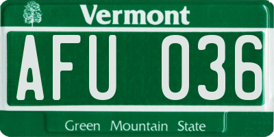 VT license plate AFU036