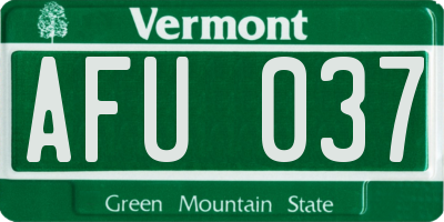 VT license plate AFU037
