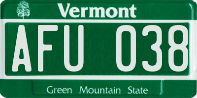 VT license plate AFU038