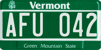 VT license plate AFU042