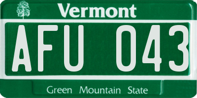VT license plate AFU043