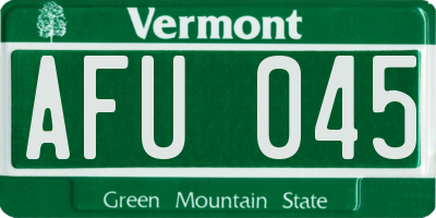 VT license plate AFU045