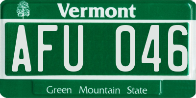 VT license plate AFU046
