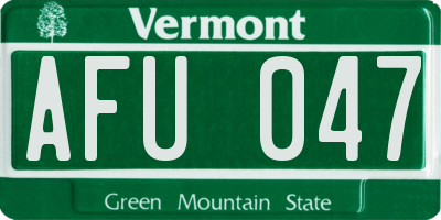 VT license plate AFU047