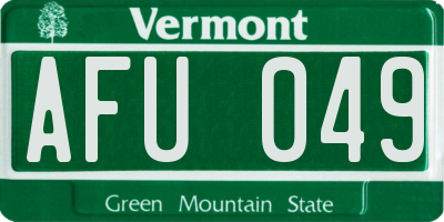 VT license plate AFU049