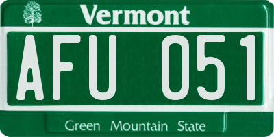 VT license plate AFU051