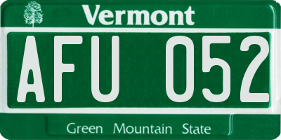 VT license plate AFU052
