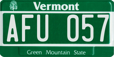 VT license plate AFU057