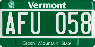 VT license plate AFU058