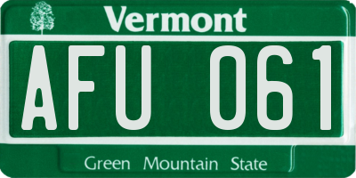 VT license plate AFU061