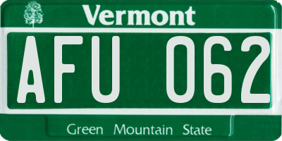 VT license plate AFU062
