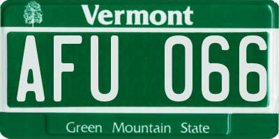 VT license plate AFU066