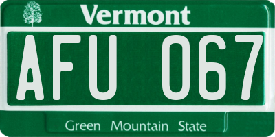 VT license plate AFU067