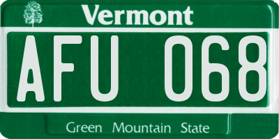 VT license plate AFU068