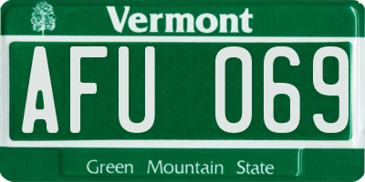 VT license plate AFU069
