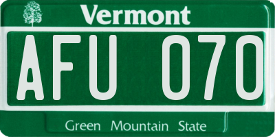 VT license plate AFU070