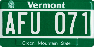 VT license plate AFU071