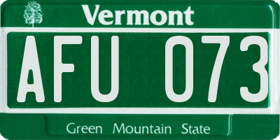 VT license plate AFU073