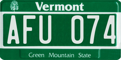 VT license plate AFU074
