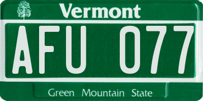 VT license plate AFU077