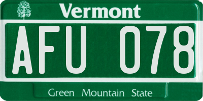 VT license plate AFU078