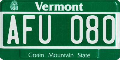 VT license plate AFU080