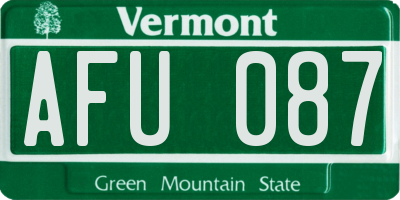 VT license plate AFU087