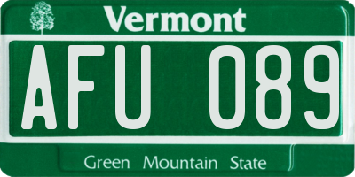 VT license plate AFU089