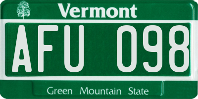 VT license plate AFU098