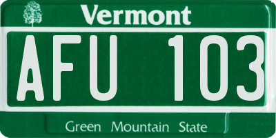VT license plate AFU103